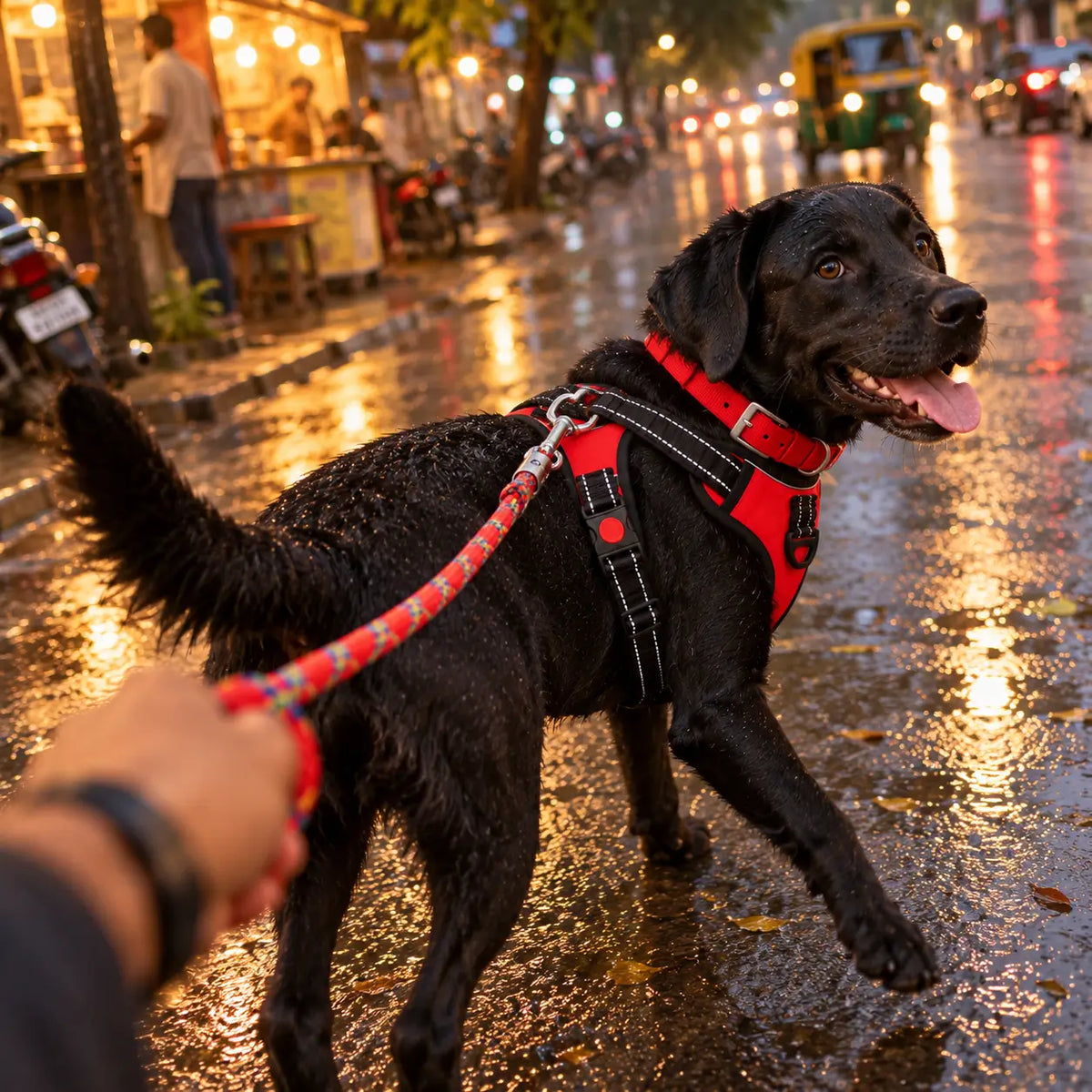 TPL Daily Walk Kit | Padded Harness + Collar + Leash Set | Red